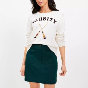 Loft Varsity Rowing Sweater 100% Cotton in Whisper White Size Medium